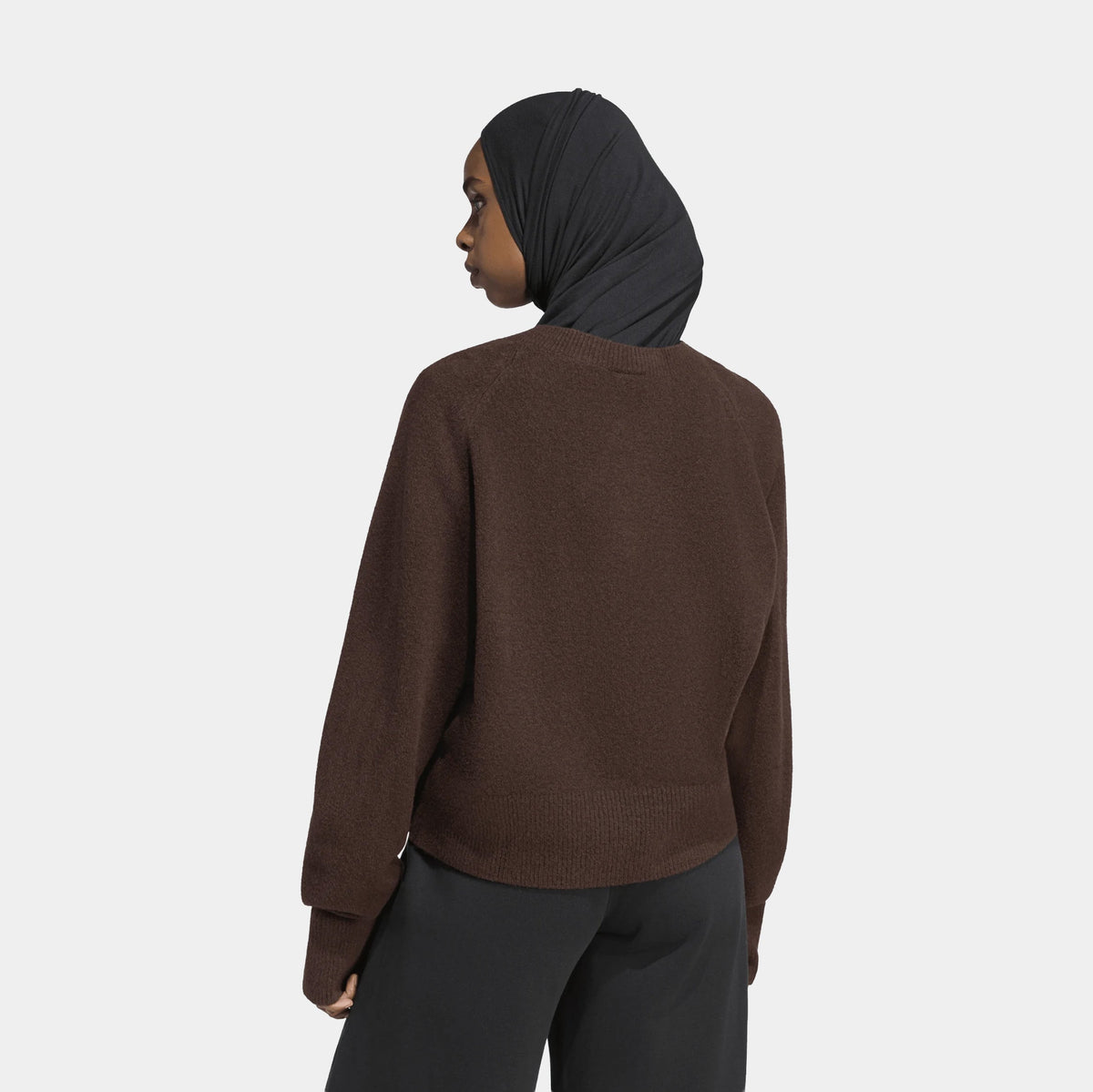 Essentials Knit V Neck Long Sleeve Womens Sweatshirt (Aurora Coffee)