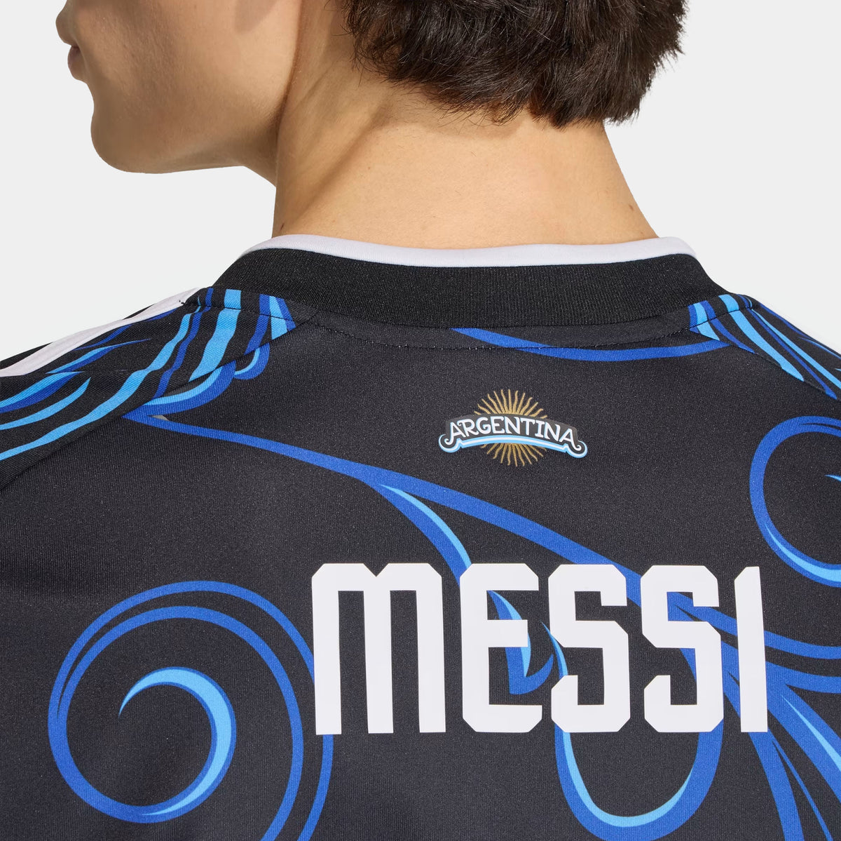Argentina 26 Away Replica Messi Mens Jersey (Black/Lucid Blue/Blue Burst)