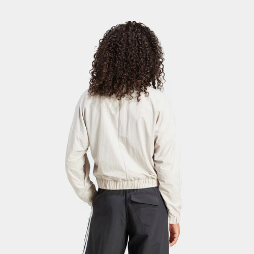 3 Stripes Woven Bomber Womens Jacket (Beige/White)